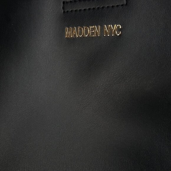 Steve Madden NYC Large Tote Handbag Black Bucket Bag Buckle Gold Streetwear - Picture 7 of 8